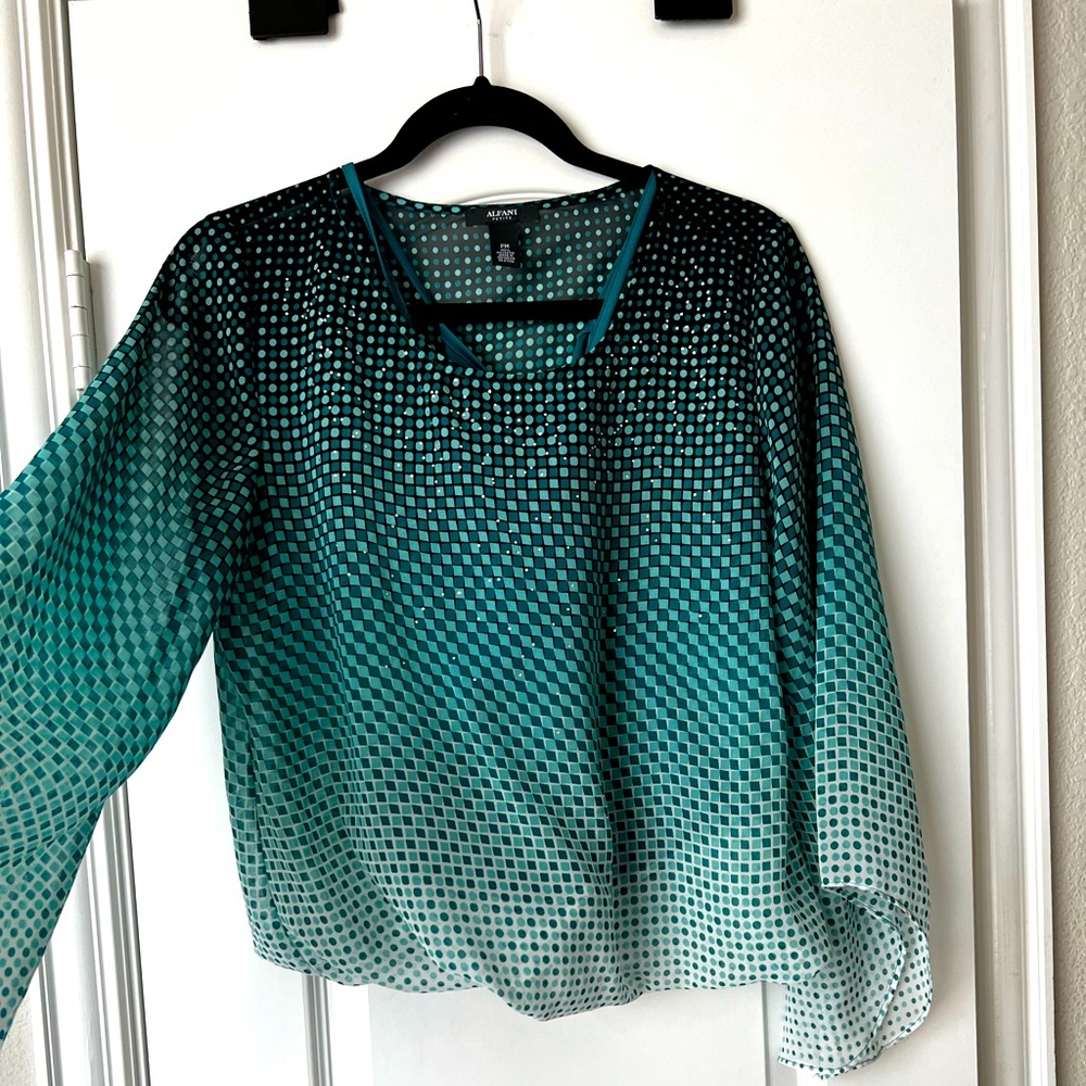 Beautiful Green and Black top with rhinestones
